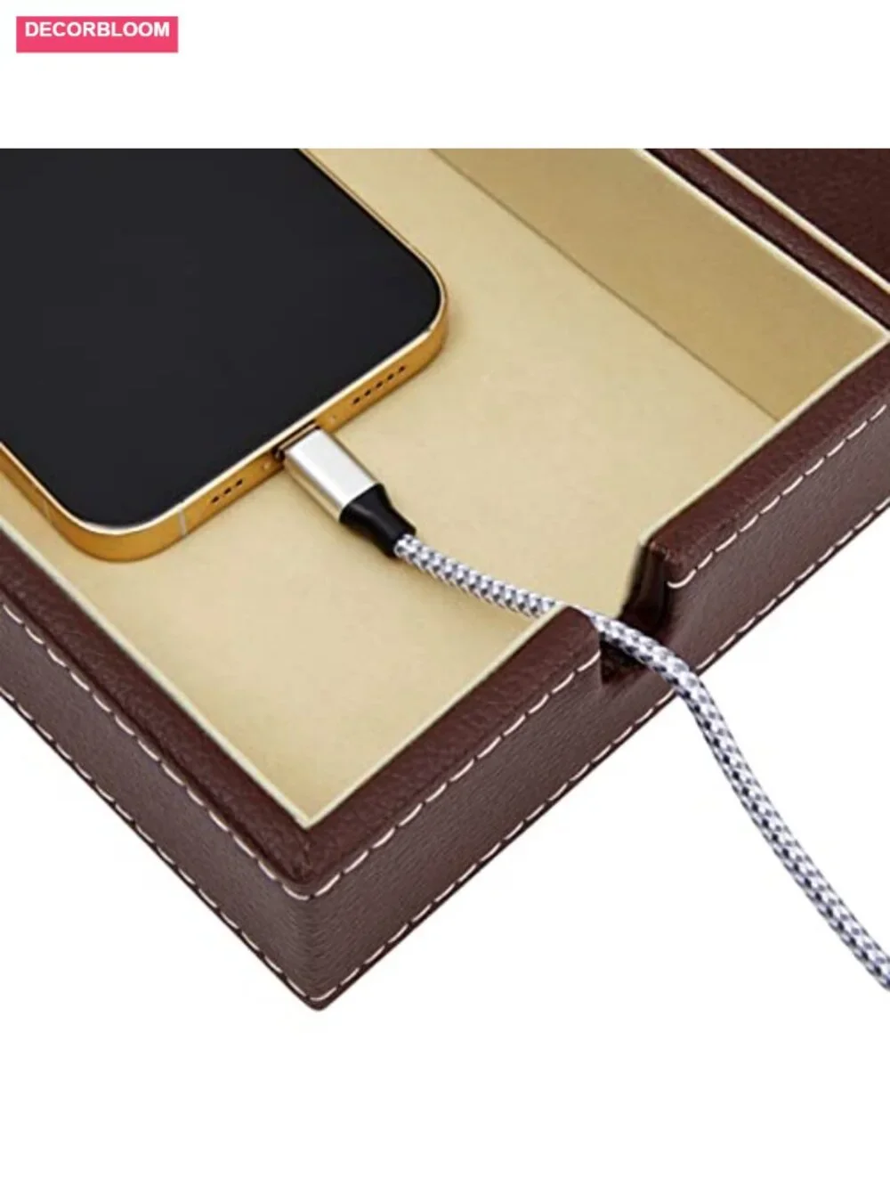 Leather Valet Tray Catchall Organizer 6 Compartment Nightstand Jewelry Box Mens